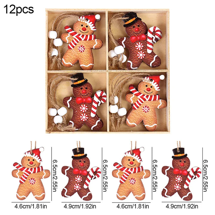 Rynx Christmas Wood Pendant Gingerbread Man Gnome Christmas Tree Hanging Decoration Noel Navidad Decorations for Home New Year Gift