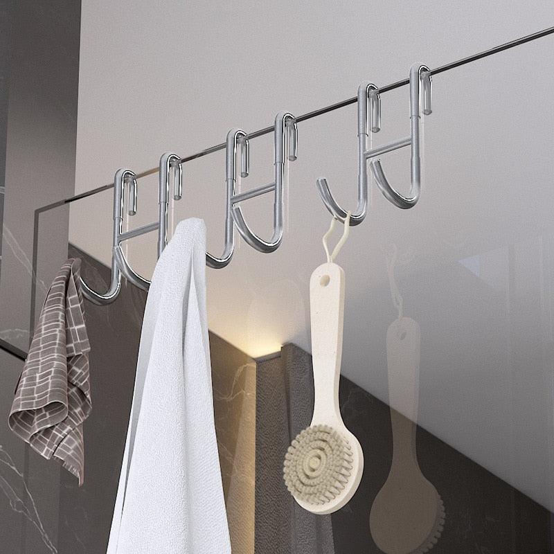 Lisslune | Stylish shower glass door hooks made of stainless steel with soft silicone grips - Pack of 2