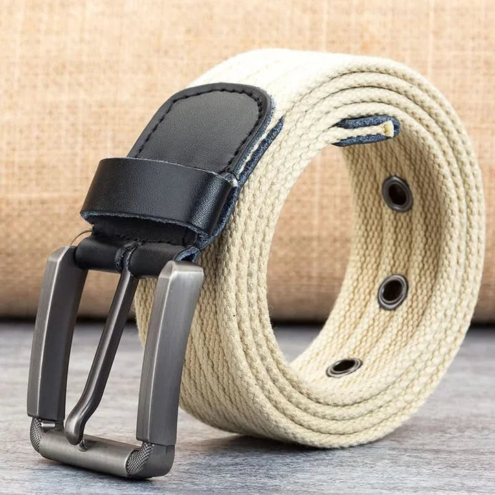 Lisslune | Men’s Canvas Belt – Adjustable Casual Striped Waistband