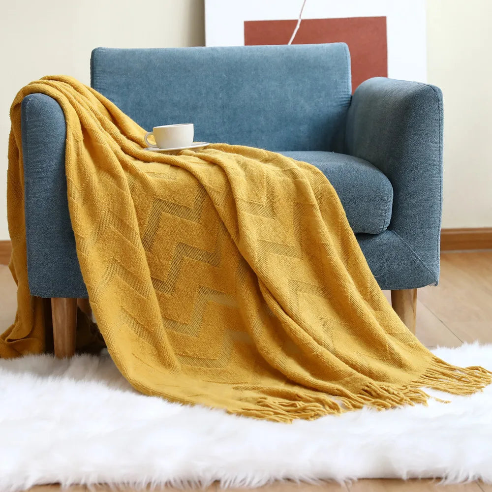 Rynx | Textile City geometric jacquard blanket herringbone knit throw office air conditioning nap blanket pashmina scarf home decor