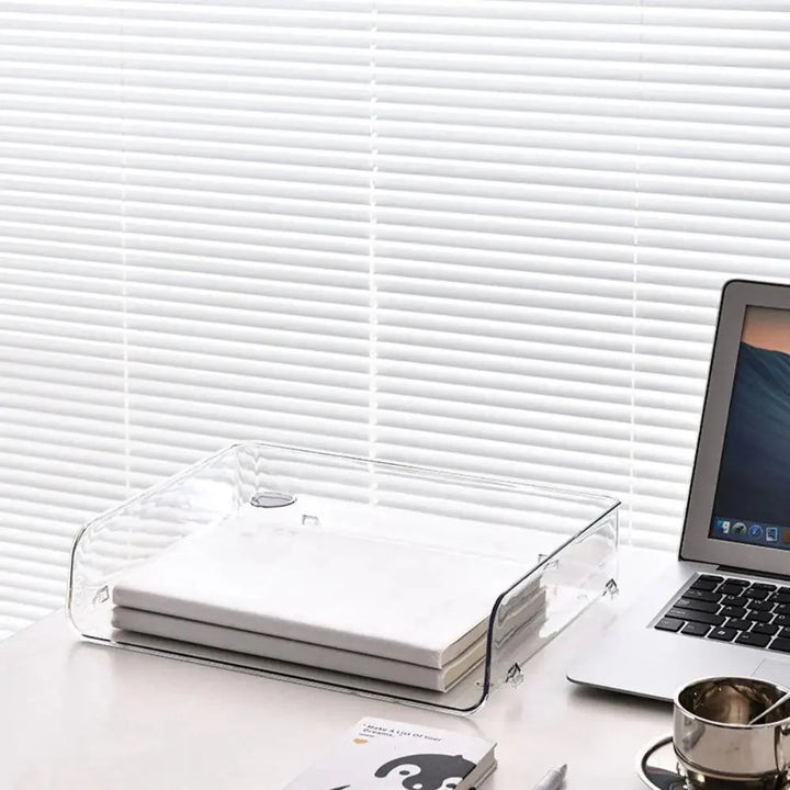 Lisslune | Transparent Acrylic A4 File Storage Organizer - Stackable Desktop Shelf for Papers and Magazines