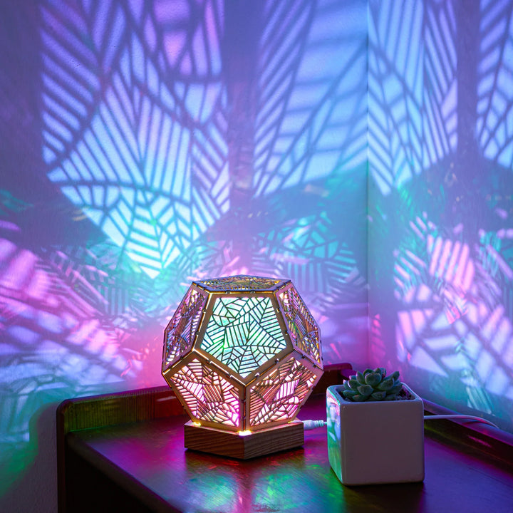 Lisslune | LED Farbiger Dodekaeder Nachtlicht Bohemian Polarstern Akzentlampe Projektor