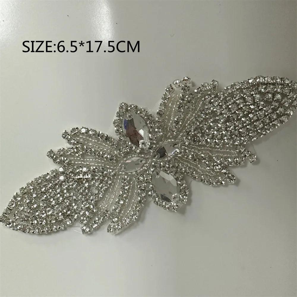 Lisslune | Shining Silver Rhinestone Flower Appliqué: Elegant Fashion Upgrade Accessory