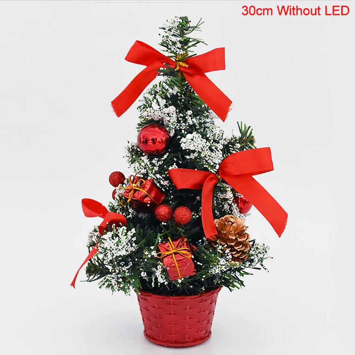 Rynx 20/30cm Artificial Christmas Tree Table Ornament with LED Light Balls Christmas Decoration for Home New Year Gift Mini