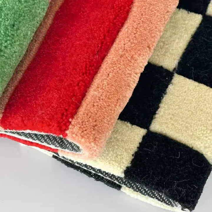 Rynx | Handmade Tufting Seat Cushion Mat Soft Square Geometric Grid Chair Sofa Pad Hanging Wall Decoration Tapestry Home and Office Decoration
