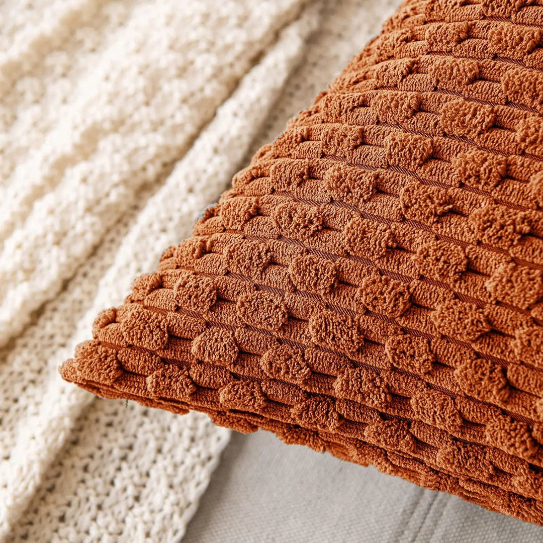 Lisslune | Boho Ribbed Corduroy Cushion Cover – Stylish Striped Decorative Pillowcase for Sofa or Bed