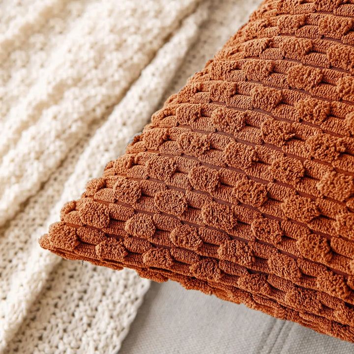 Lisslune | Boho Ribbed Corduroy Cushion Cover – Stylish Striped Decorative Pillowcase for Sofa or Bed