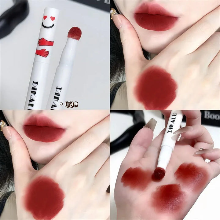 Rynx | Matte Lip Mud Air Cushion Lips Cream Brick Red Lip Lacquer Powder Lipstick Pen Non-Stick Cup Women's Lip Color Korean Makeup