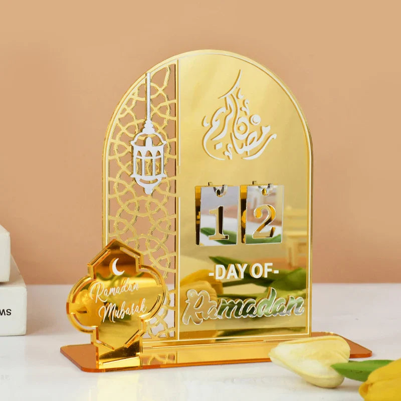 Rynx Acrylic Ramadan Countdown Calendar Gifts Day of Ramadan Calendar with Replacement Number Eid Mubarak Home Decoration Ornament