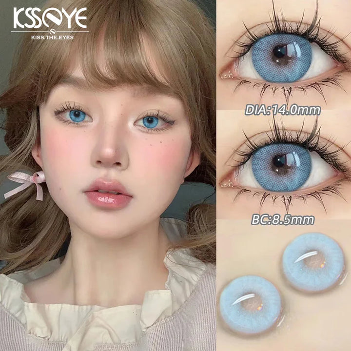 Lisslune | 1 Pair Korean Lenses Colored Contact Lenses for Eyes Prescription Myopia Beauty Pupil Soft Blue Lenses