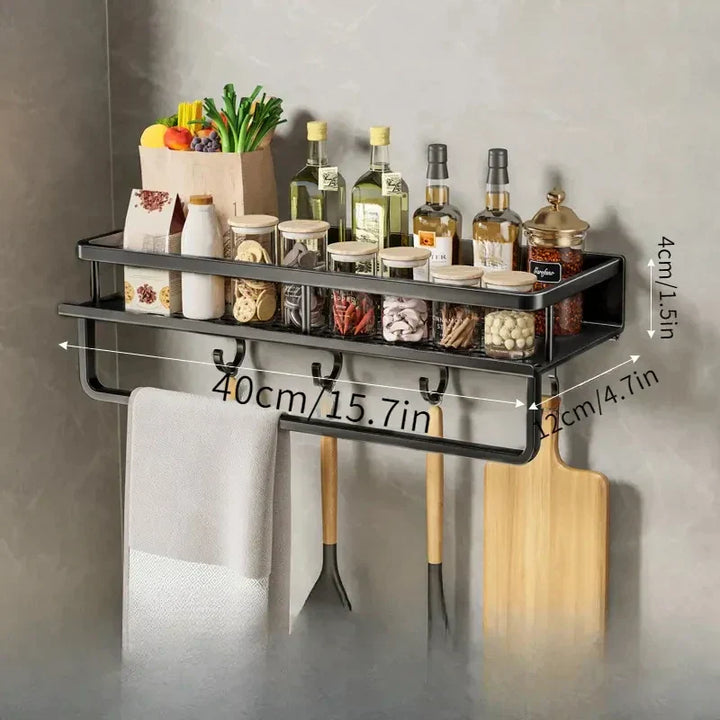 Lisslune | Wall-Mounted Kitchen Rack – Space-Saving and Stylish Aluminum Rack for Kitchen Utensils