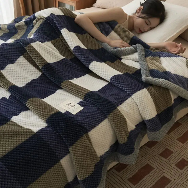Rynx Winter blanket throw soft chenille yarn knitted blanket knitted throw blanket for couch bed warm sleeping blanket