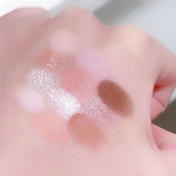 Rynx | 12 Colors Eyeshadow Palette Nude Natural Glitter Pink Low Saturation Eye Shadow Palette Delicate Long-lasting Eye Makeup Cosmetics