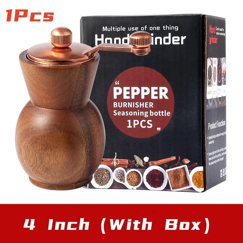 Lisslune | Elegant hand-operated wooden spice mill set with adjustable ceramic core