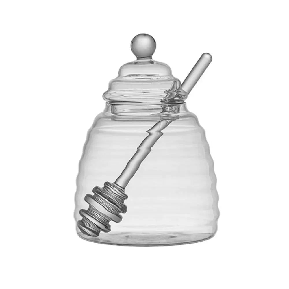 Lisslune | Elegant clear glass honey jar collection with dipper and lid - Perfect for any occasion