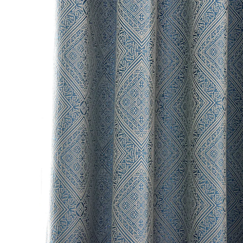 Rynx | Blue Luxury Living Room Jacquard Curtains Ornate Pattern Bedroom Curtain Blackout Curtains Balcony Thick Chenille Curtain шторы
