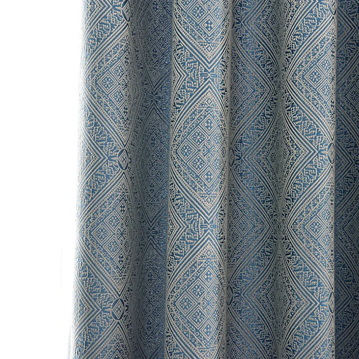 Rynx | Blue Luxury Living Room Jacquard Curtains Ornate Pattern Bedroom Curtain Blackout Curtains Balcony Thick Chenille Curtain шторы