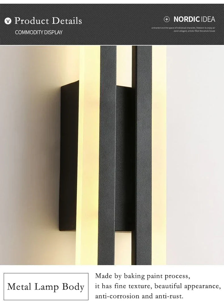 Lisslune | Modern LED Wall Lamp: Black/Gold Acrylic Room Decoration Light