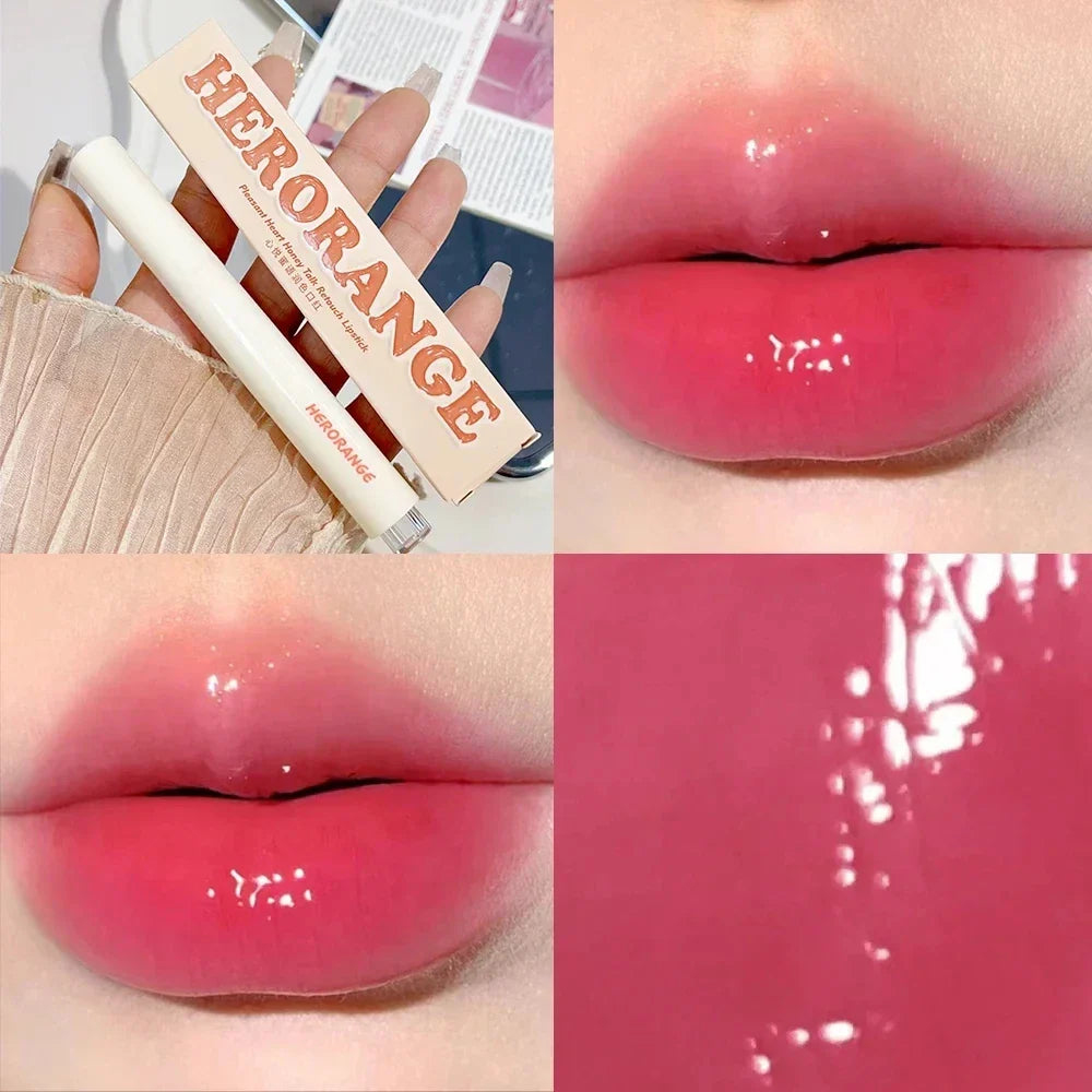 Rynx | Water Mirror Lipstick Long-lasting Non-sticky Cup Moisturizing Crystal Jelly Clear Brown Solid Lip Gloss Korean Lip Makeup Cosmetics
