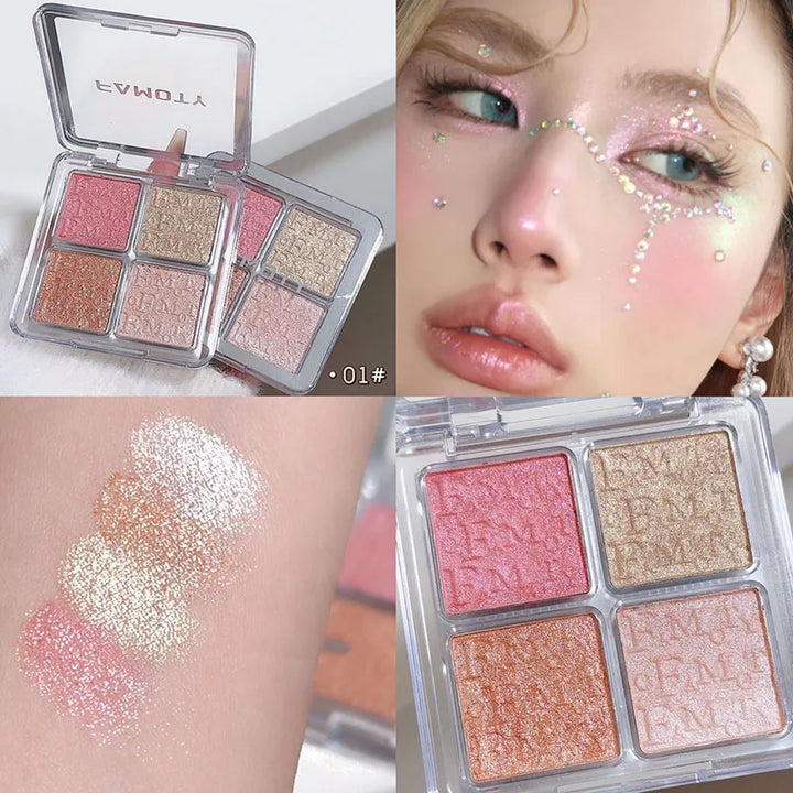 Rynx | 4 Colors Highlighter Powder Palette Diamond Brilliant Shine Fairy Powder Bronzers Contour Face Body Illuminator Makeup Cosmetics