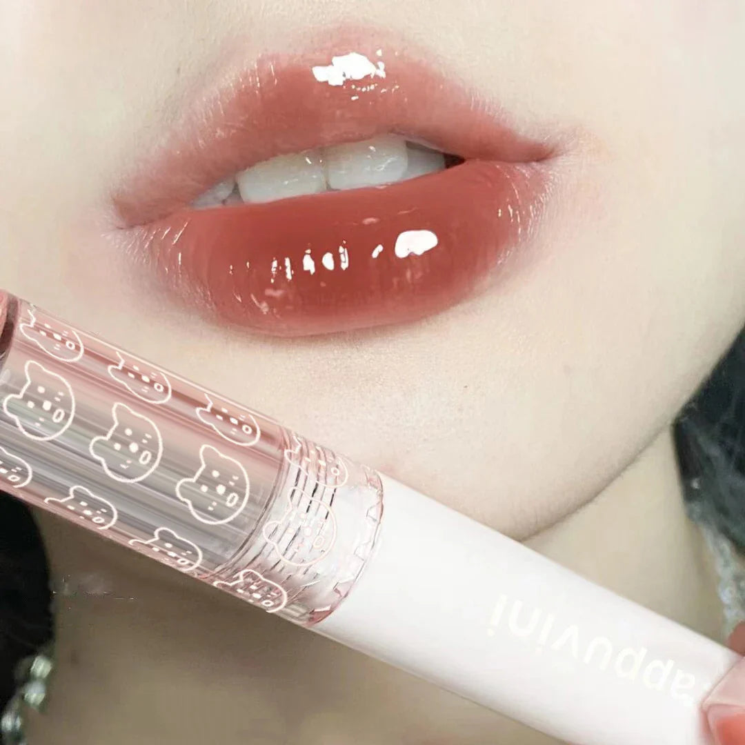 Rynx | Cherry Pink Mirror Water Lip Gloss 10 Colors Transparent Glass Lip Oil Waterproof Liquid Lipstick Nude Brown Clear Shade Makeup