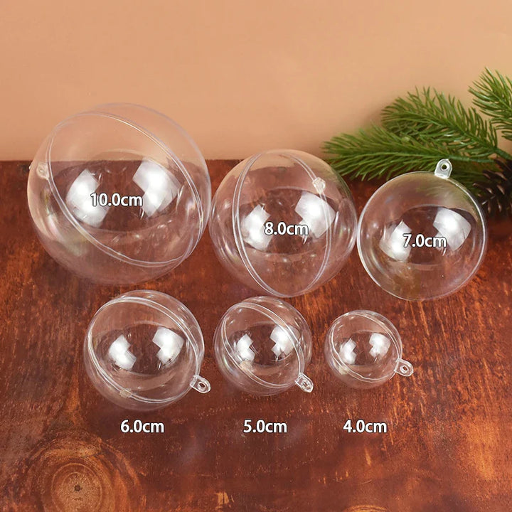 Rynx 4-10CM Christmas Transparent Ball Plastic Fillable Bauble Xmas Tree Hanging Ornaments Decoration for Home Wedding Party Gift Box