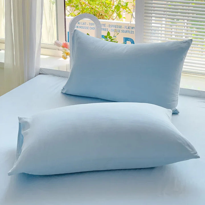 Rynx | Girls Blue Duvet Cover Set Twin Full Queen Size Soft Bed Sheet Pillowcase Bedding Princess Style Solid Color INS Bedding