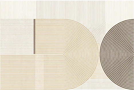 Rynx | Minimalist Beige Art Stripe Carpet Comfortable Luxury Bedroom Rugs Soft Large Area Living Room Carpet Abstract Lines Balcony Rugs