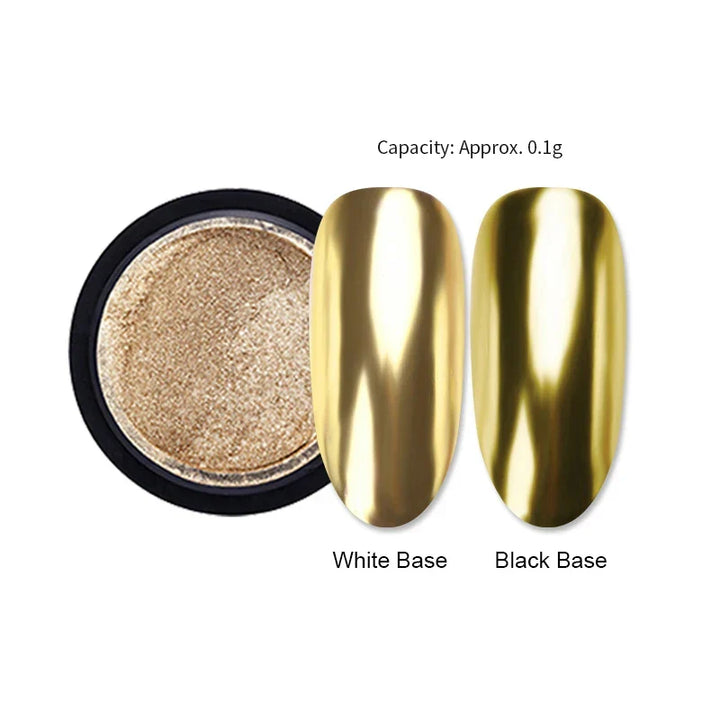 Rynx | Aurora Pearl White Nails Glitter Dust Chrome Gradient Rubbing on Powder Mirror Reflective Magnetic Pigment Nail Art Decorations