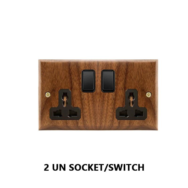 Lisslune | Stylish Black Walnut Electric Panel with USB Ports, Adjustable LED Ambient Lighting and Modern Pull Knob Features