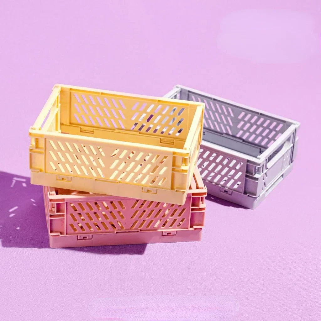 Rynx | Plastic foldable storage box folding box basket stackable cute makeup jewelry toy boxes for storage box organizer portable