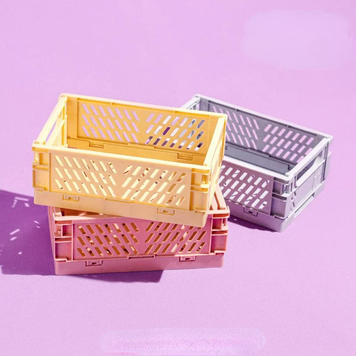 Rynx | Plastic foldable storage box folding box basket stackable cute makeup jewelry toy boxes for storage box organizer portable
