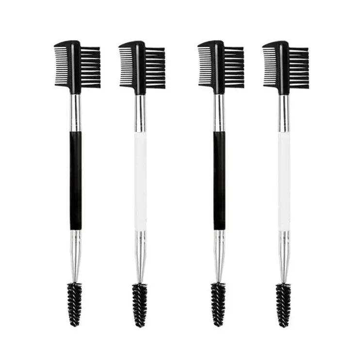 Rynx | Double-Sided Wooden Handle Eyebrow Brush Eyelash Brush 2 In 1 Professional Makeup Brush Eyelash Curler Diagonal Corner Brush