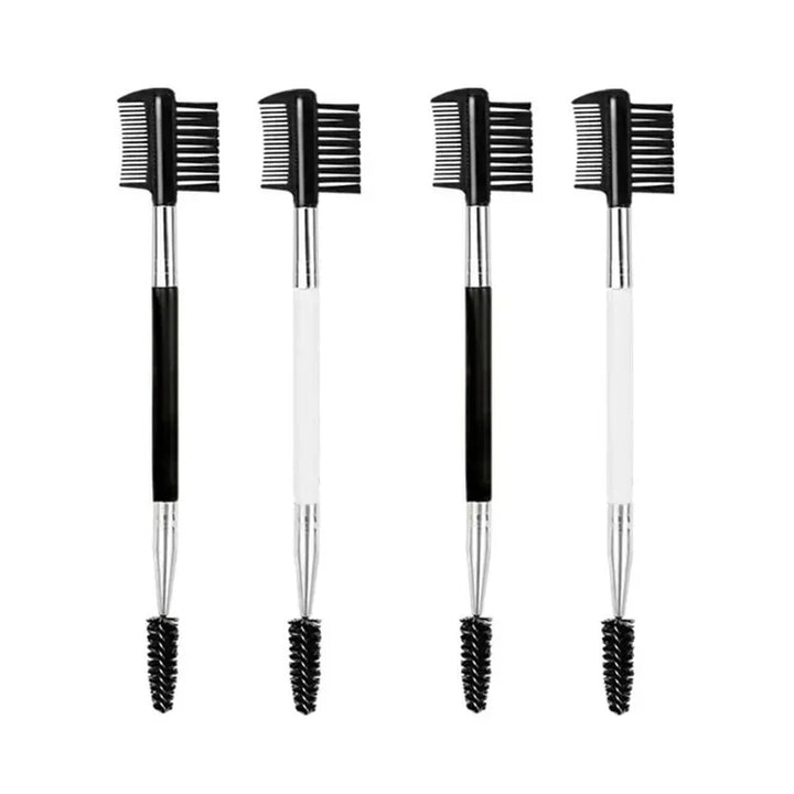 Rynx | Double-Sided Wooden Handle Eyebrow Brush Eyelash Brush 2 In 1 Professional Makeup Brush Eyelash Curler Diagonal Corner Brush