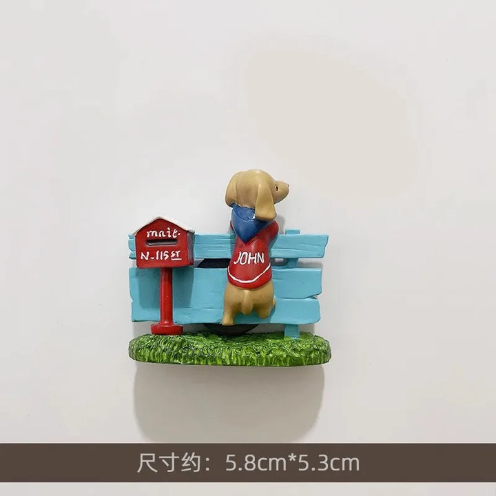 Rynx | 3D Refrigerator Magnet Puppy Cartoon Cat and Dog Refrigerator Sticker Anti-theft Entrance Door Decorative Magnetic Creative Message