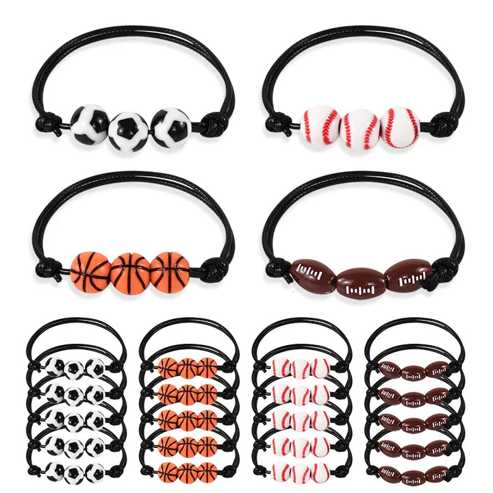 Rynx 10/20 pcs. Sports theme party bracelets soccer baseball basketball beads charm children's birthday gifts for guests piñata filling
