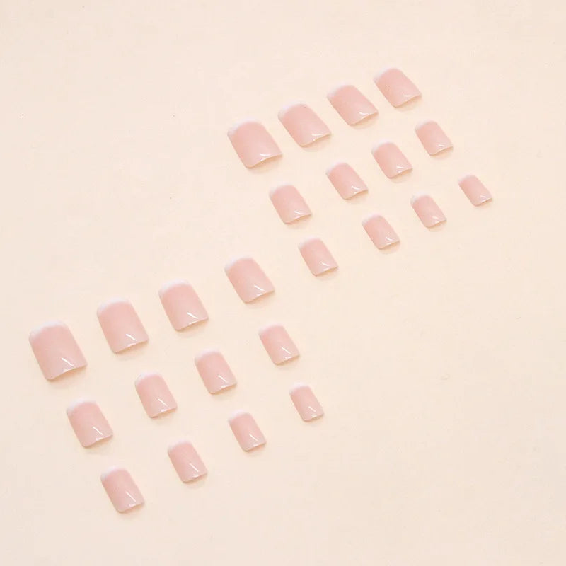 Lisslune | 24PCS Kurze Press-On Nägel Quadratisch Pink Hohe Sättigung Nägel Press-On Nägel Vollabdeckung Artificial Nail Set Fingertipp Französisch