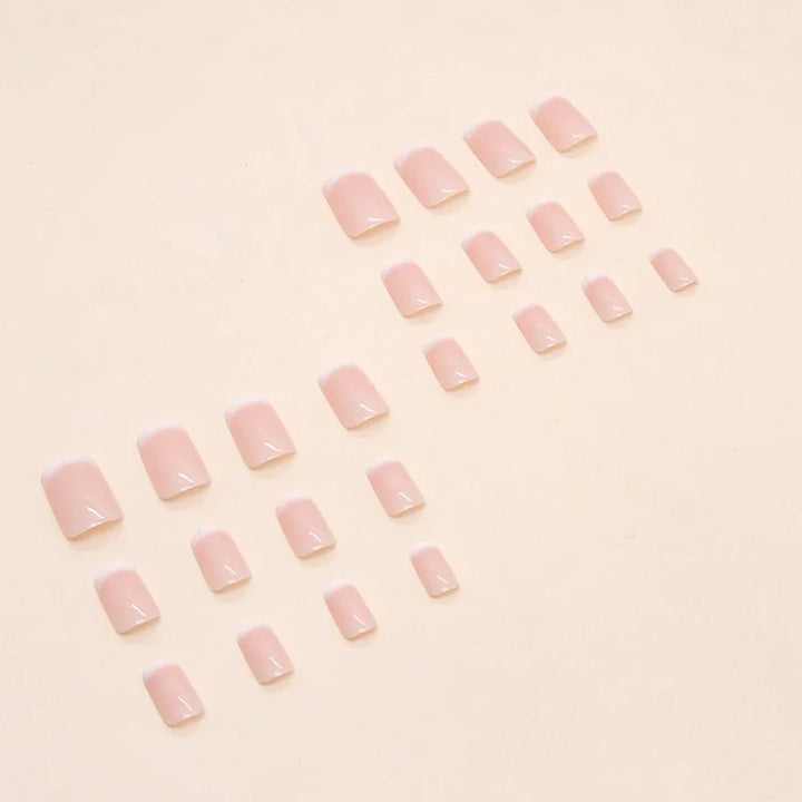 Lisslune | 24PCS Kurze Press-On Nägel Quadratisch Pink Hohe Sättigung Nägel Press-On Nägel Vollabdeckung Artificial Nail Set Fingertipp Französisch