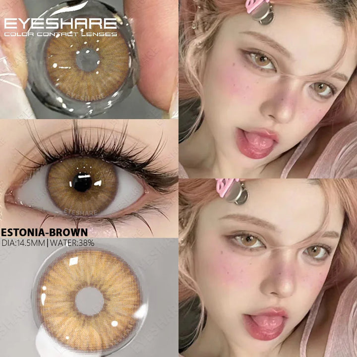 Rynx | Colored Contact Lenses for Eyes Gray Pupil Lens Fashion Blue Eye Contacts Green Lenses Brown Lenses Yearly 2 Pieces/Pair