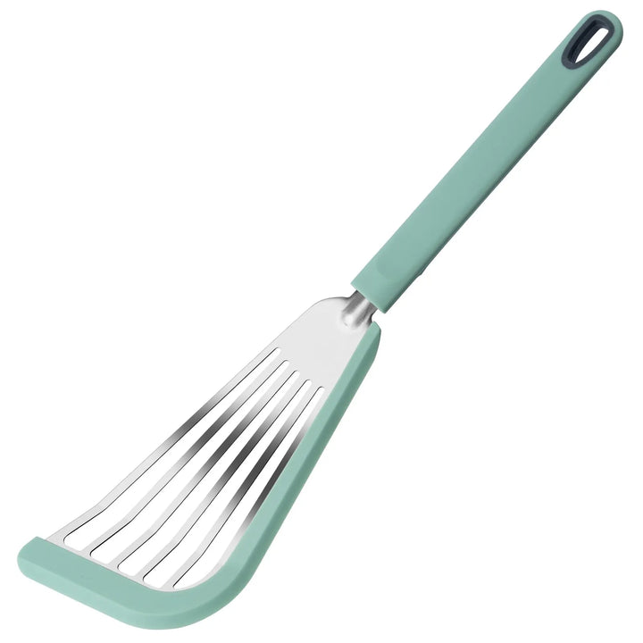 Lisslune | Silicone-Edged Fish Spatula - Stainless Steel, Heat-Resistant, Slotted Turner for Cooking