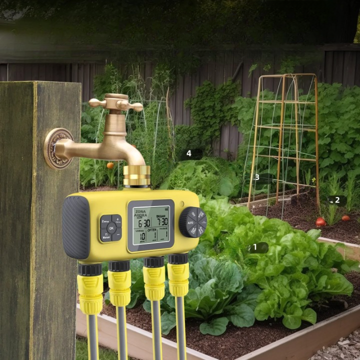 Lisslune | HydroVista - 4-Zone Digital Water System with LCD Screen and IPX7 Waterproof Smart Valve System