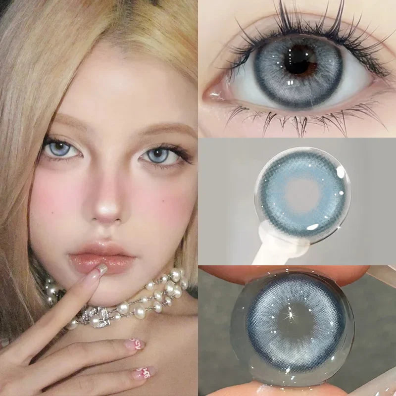 Lisslune | 1 Pair Korean Lenses Colored Contact Lenses for Eyes Prescription Myopia Beauty Pupil Soft Blue Lenses