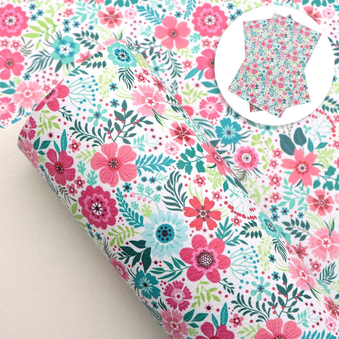 Lisslune | Floral Lychee Blossom Synthetic Leather Crafts Sheet - 20x33cm