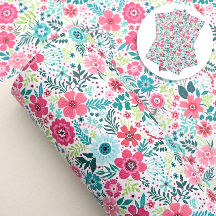 Lisslune | Floral Lychee Blossom Synthetic Leather Crafts Sheet - 20x33cm