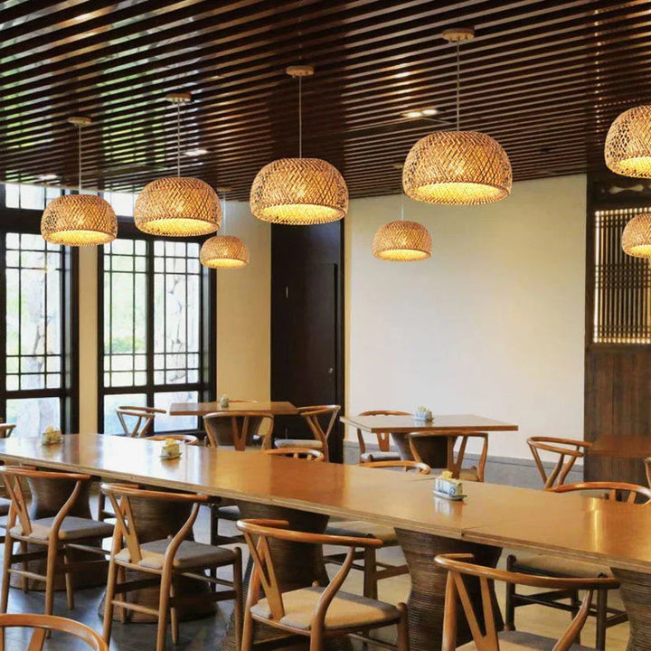 Lisslune | Luxora Handwoven Bamboo Pendant Light - Eco-friendly Ceiling Lamp