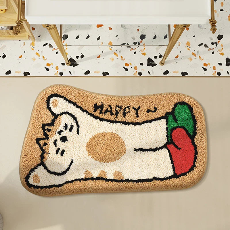 Rynx | Cute Tufting Cat Dog Bathroom Mat Cartoon Bathroom Rug Entrance Mat Floor Anti-Slip Pad Aesthetic Home Decor 40x70cm