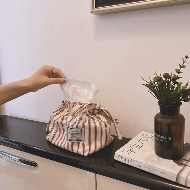 Rynx | Striped cotton fabric box with streamers woven bag storage napkin bag bedroom kitchen desktop