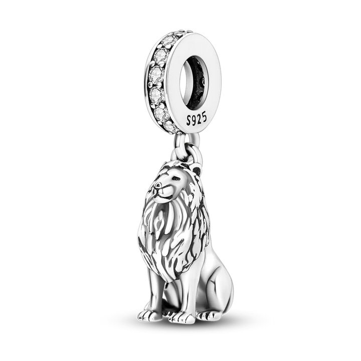 Lisslune | 925 Silver Golden Leopard Charms Beads Colorful Chameleon Rhinoceros Lion Scarab Cat Pendant Compatible with Original Pandora Bracelet Jewelry