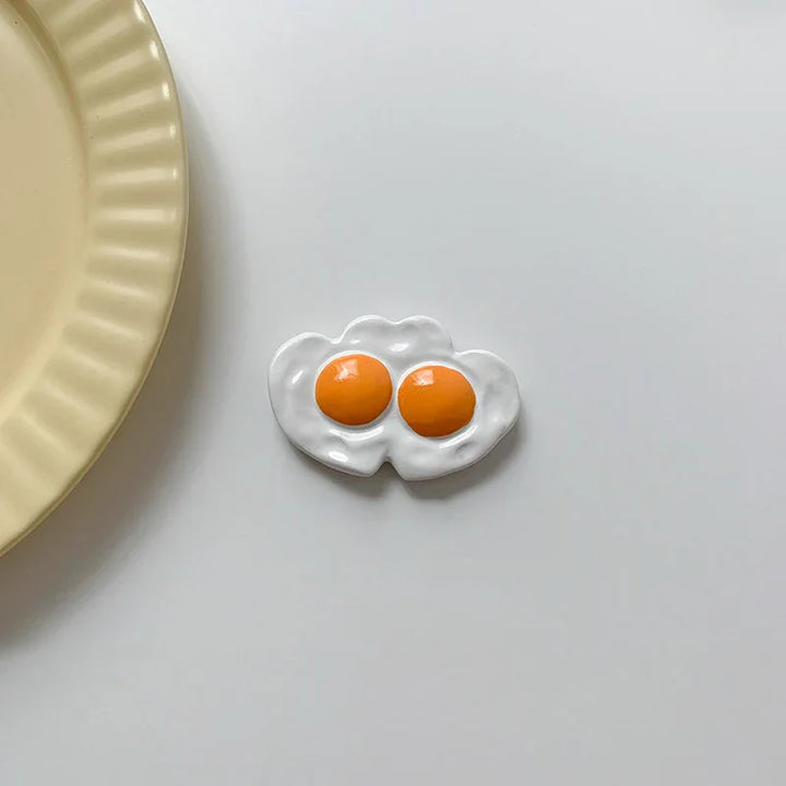 Rynx | 3D Simulation Food Style Refrigerator Magnets Pink Heart Egg Croissant Magnetic Decorative Stickers for the Refrigerator