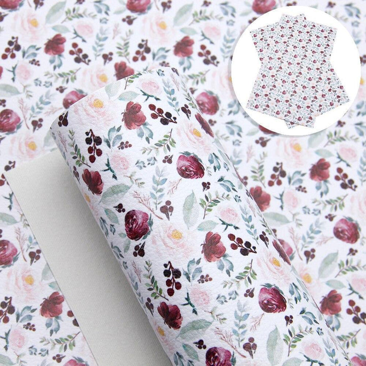 Lisslune | Floral Lychee Blossom Synthetic Leather Crafts Sheet - 20x33cm